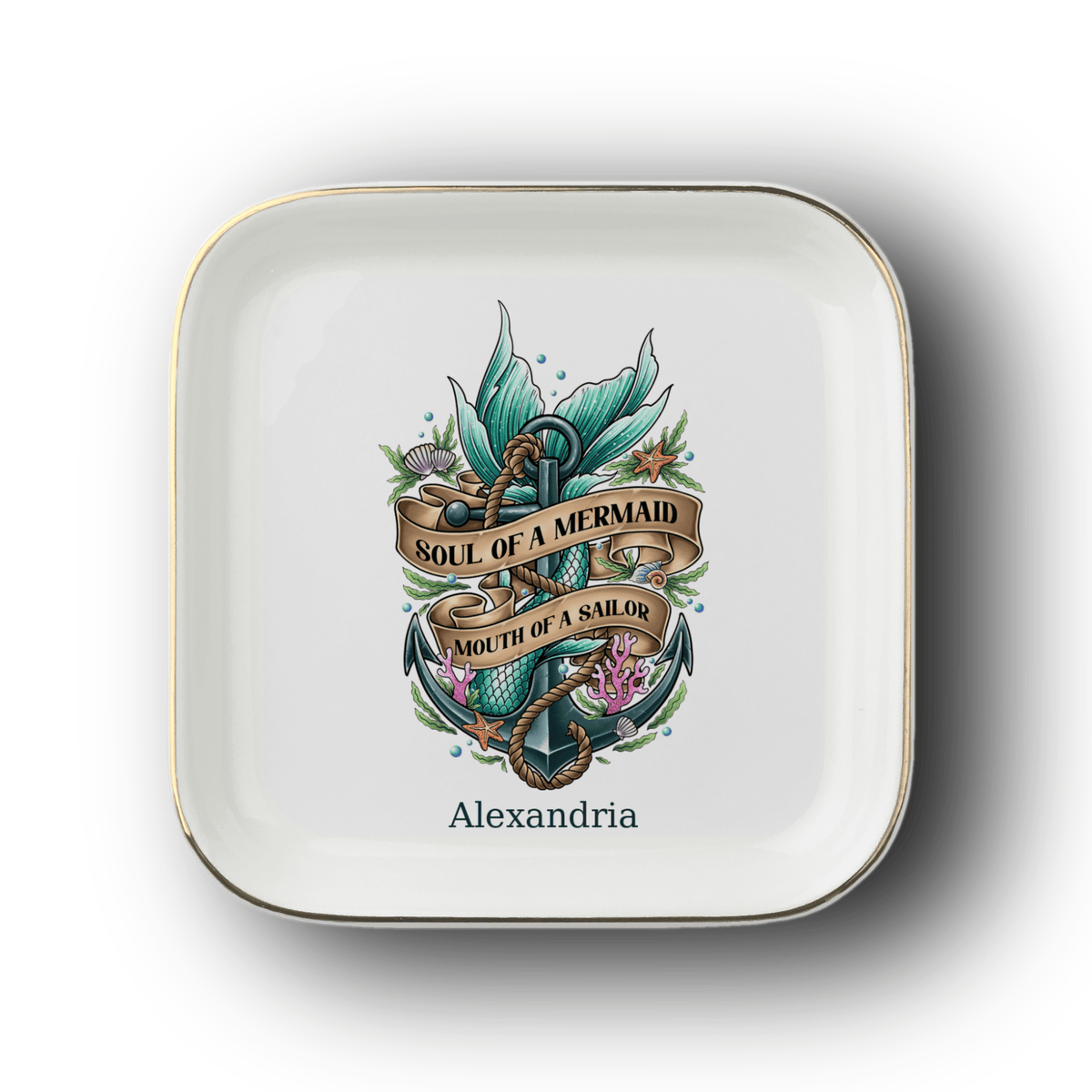AnywherePOD Personalized Soul of a Mermaid Jewelry Dish With name apod-14047743
