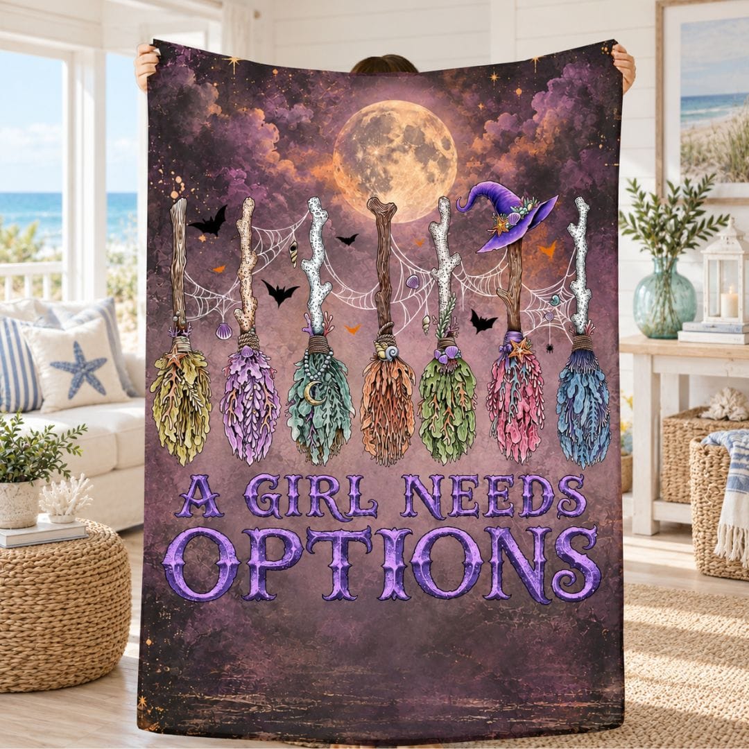 Mountains & Mermaids A Girl Needs Options Plush Blanket