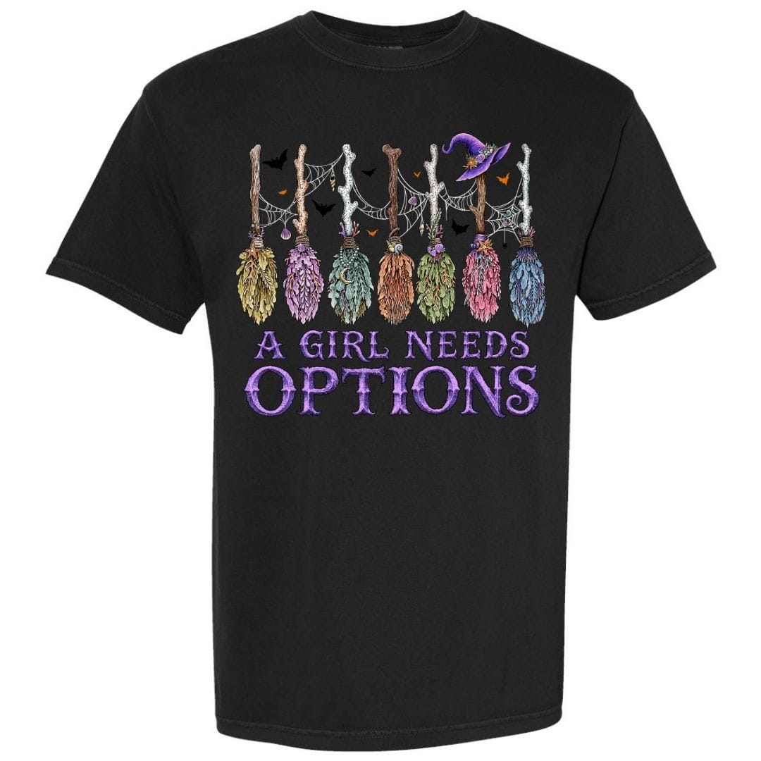 Mountains & Mermaids A Girl Needs Options Short Sleeve T-Shirt Small / Black