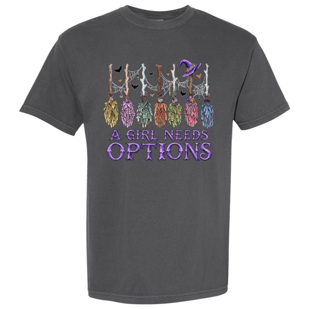 Mountains & Mermaids A Girl Needs Options Short Sleeve T-Shirt Small / Pepper MM10203
