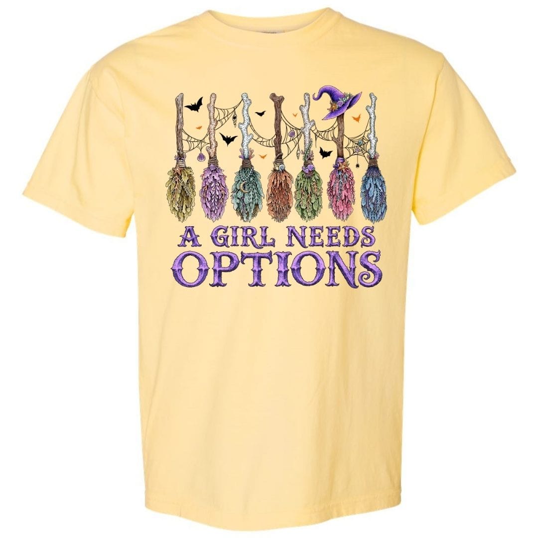Mountains & Mermaids A Girl Needs Options Short Sleeve T-Shirt Small / Sunshine