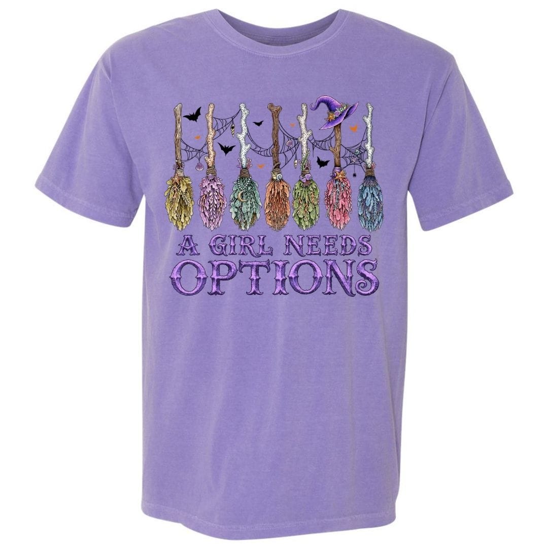 Mountains & Mermaids A Girl Needs Options Short Sleeve T-Shirt Small / Violet