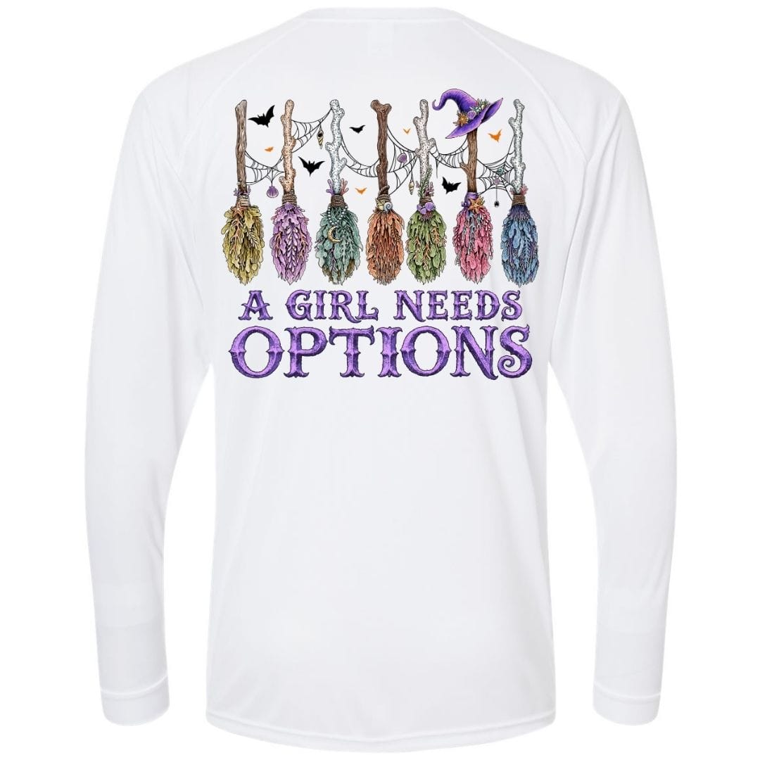 Mountains & Mermaids A Girl Needs Options Unisex SPF Sun Shirt Small / White