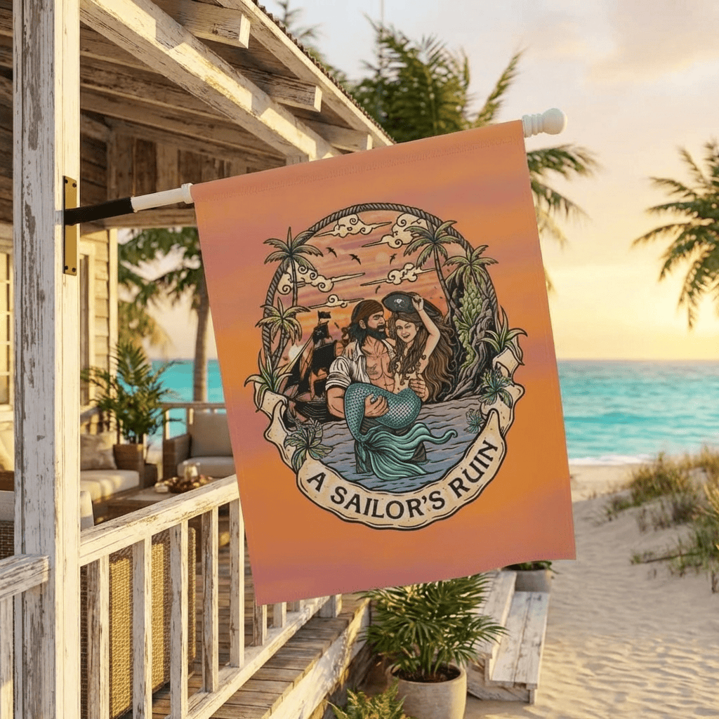Mountains &amp; Mermaids A Sailor’s Ruin House Flag 24.5'' × 32'' 26013836026088283609
