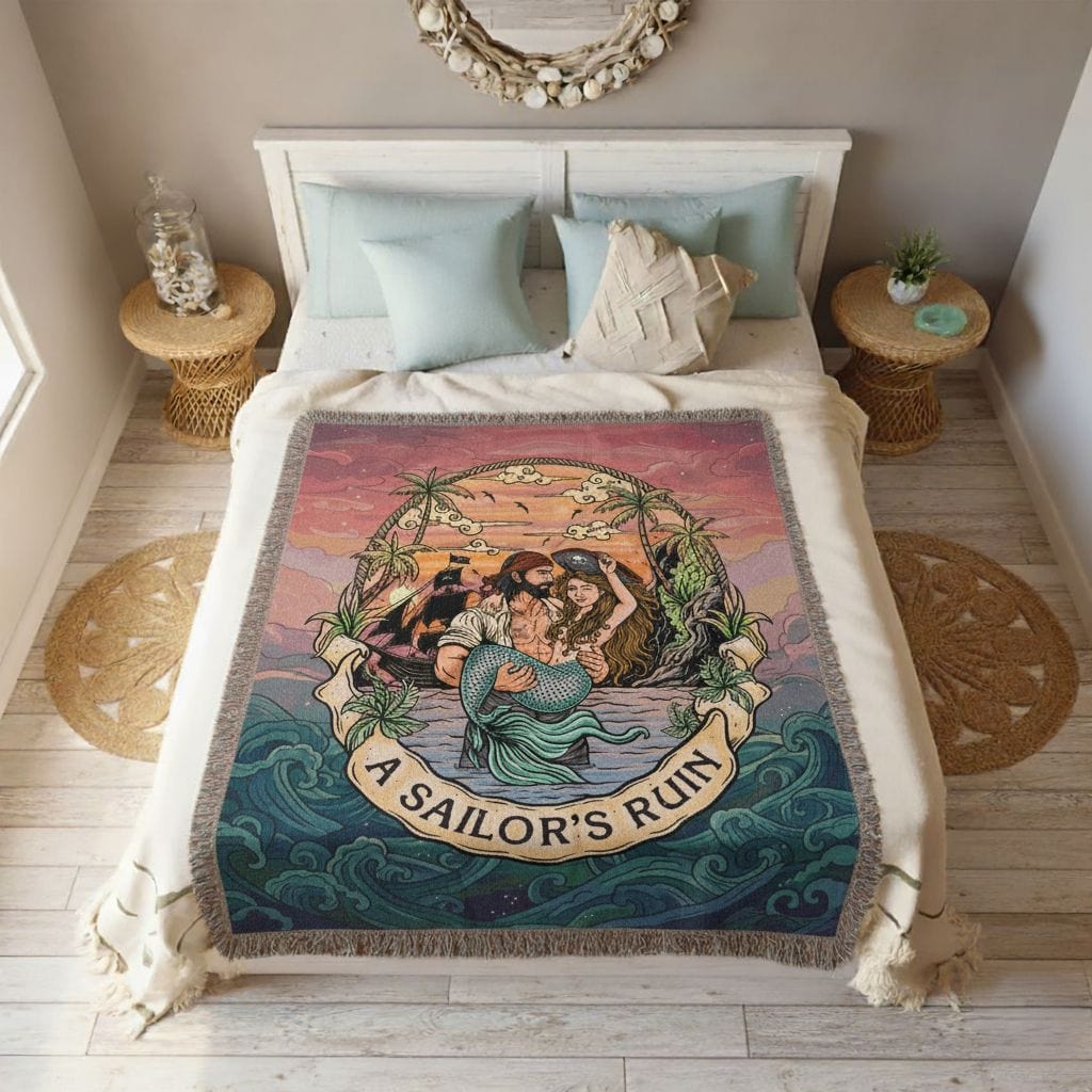 Mountains & Mermaids A Sailor's Ruin Woven Blanket