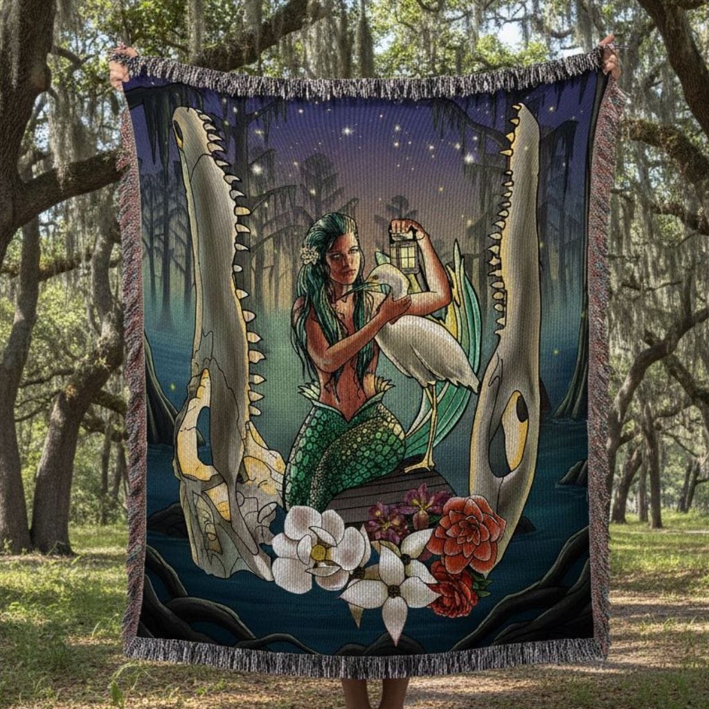 Mountains & Mermaids Bayou Mermaid Woven Blanket 52'' × 37'' 92170035867161389931