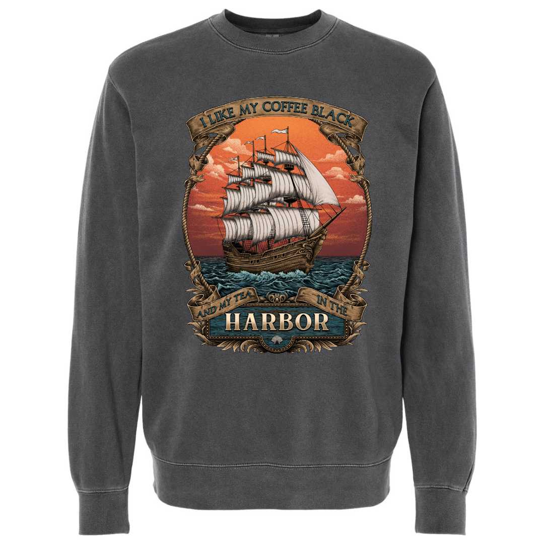 Mountains &amp; Mermaids Black Harbor Crewneck Sweatshirt (Carbon Black) Small MM2552