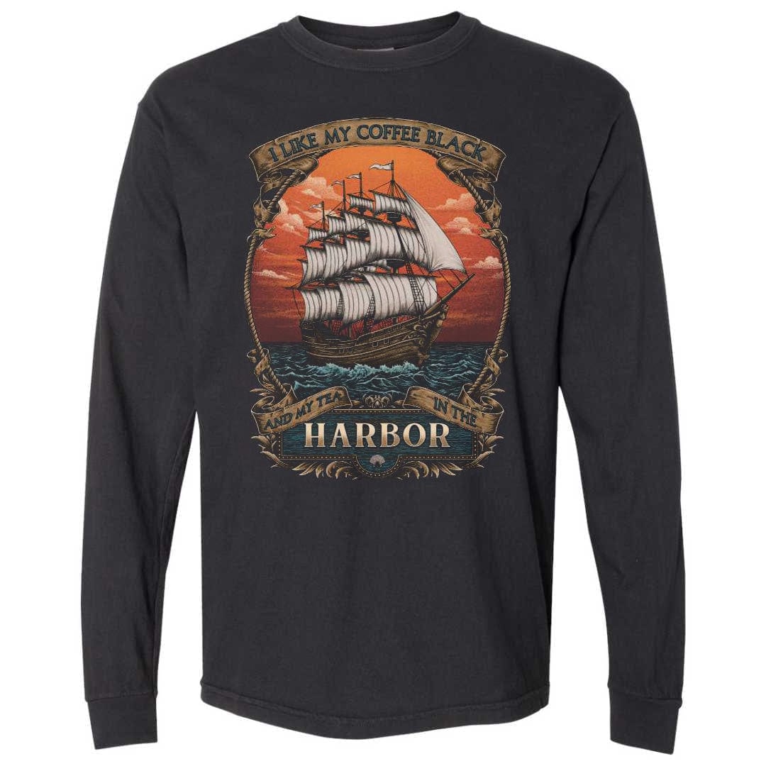 Mountains &amp; Mermaids Black Harbor Long Sleeve T-Shirt (Black) Small MM2575