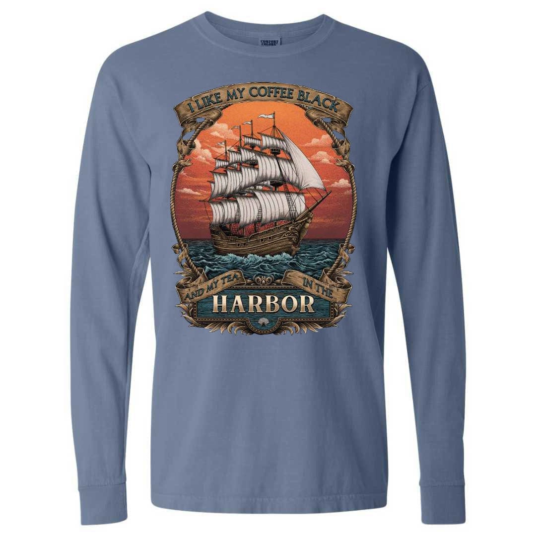 Mountains &amp; Mermaids Black Harbor Long Sleeve T-Shirt (Blue Jean) Small MM2581