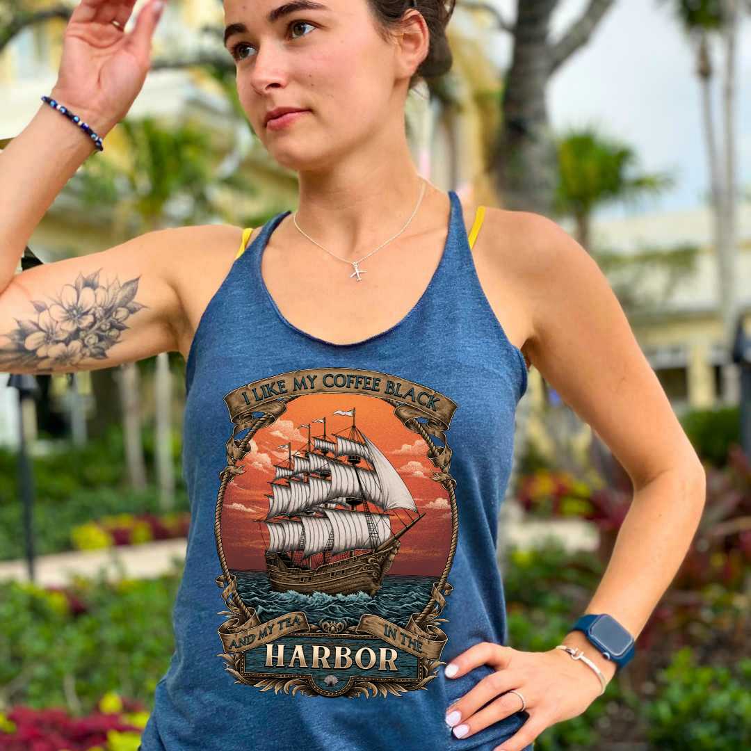 Mountains &amp; Mermaids Black Harbor Racerback Tank (Indigo) Small MM2628
