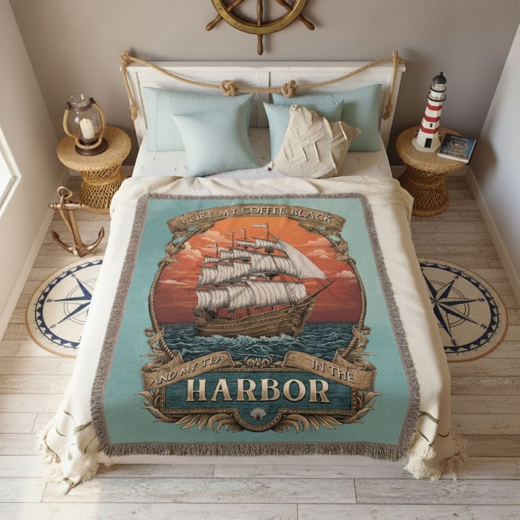 Mountains & Mermaids Black Harbor Woven Blanket 52'' × 37'' 12853128700769513900