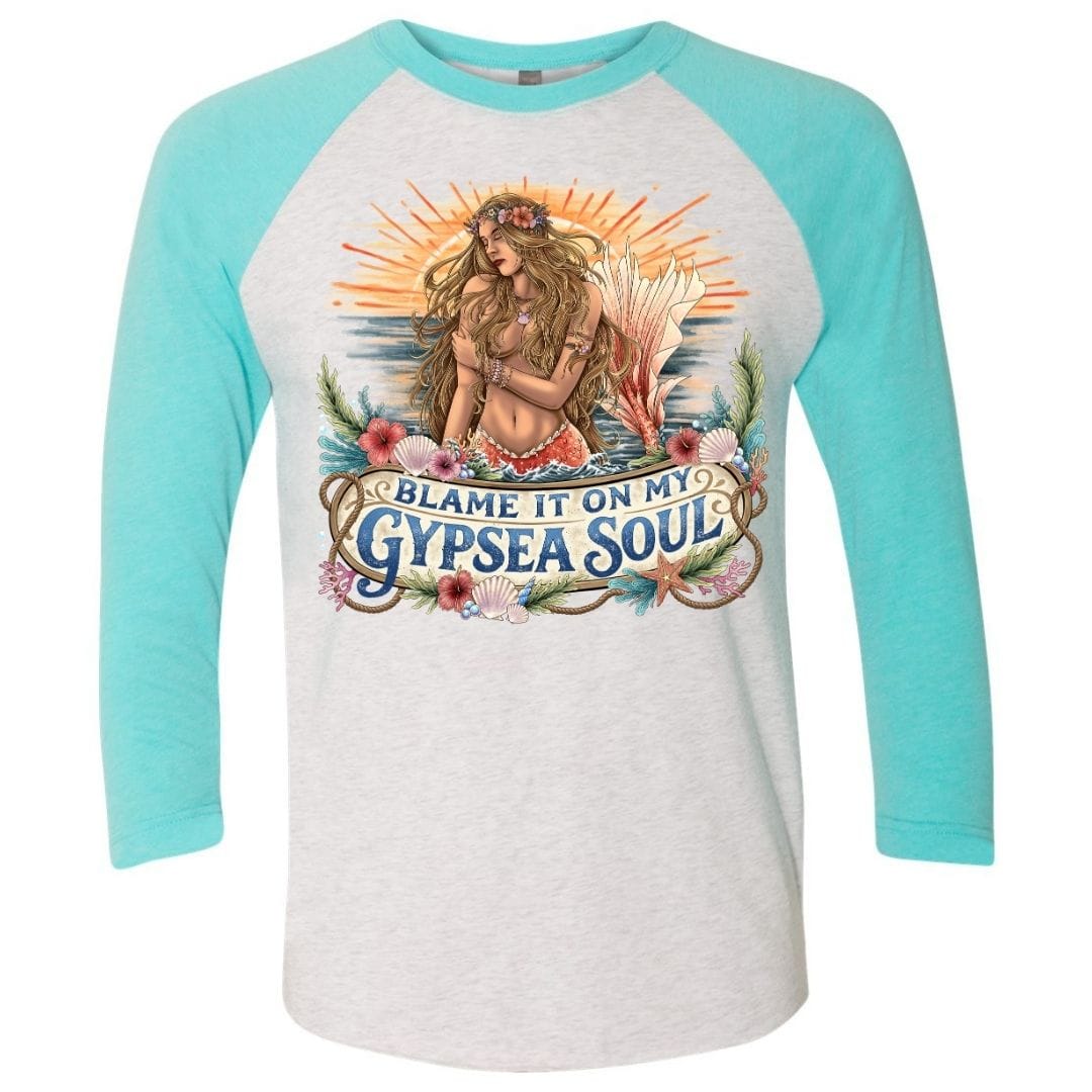 Mountains & Mermaids Blame It On My GypSea Soul Baseball T-Shirt Small / Purple