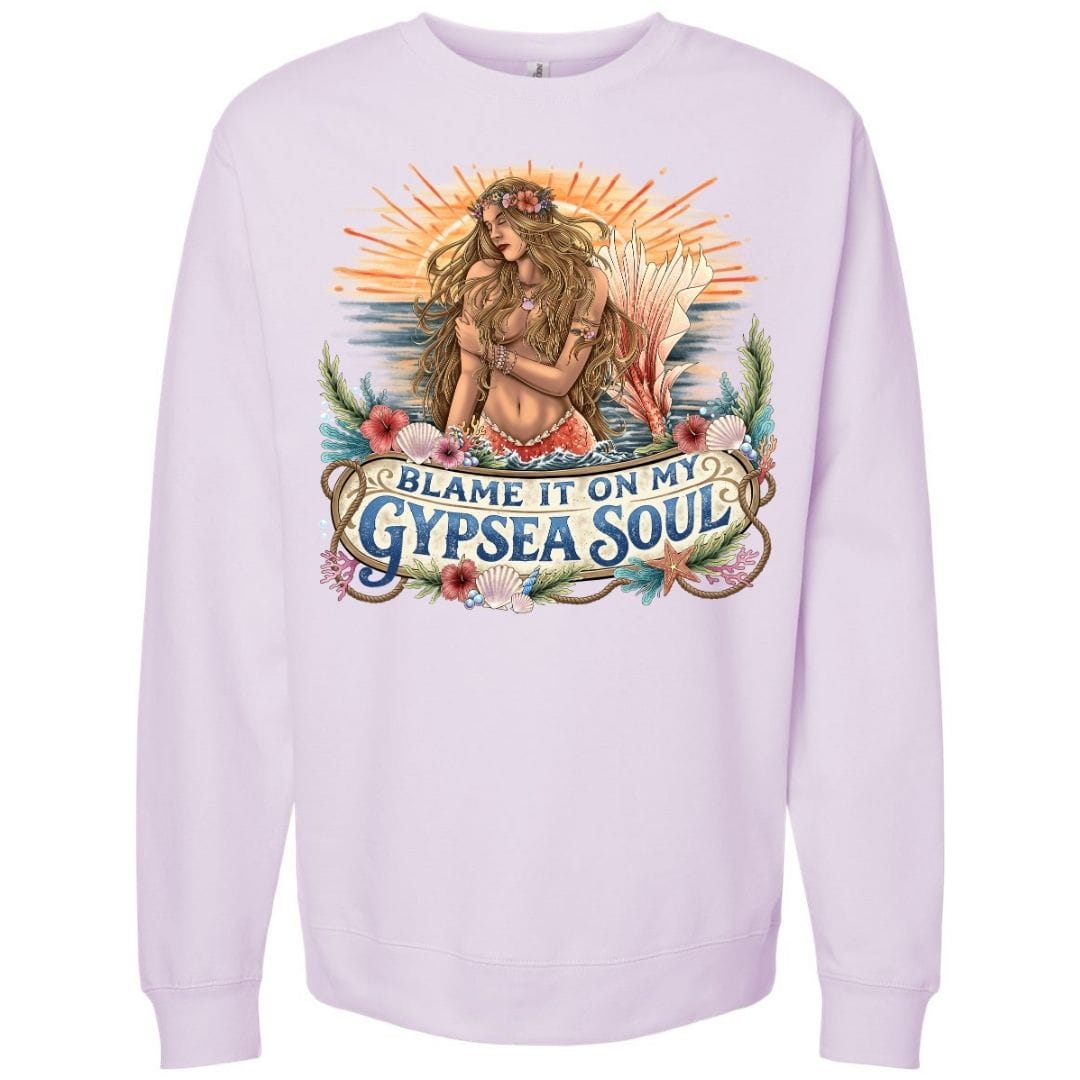 Mountains & Mermaids Blame It On My GypSea Soul Crewneck Sweatshirt Small / Lilac