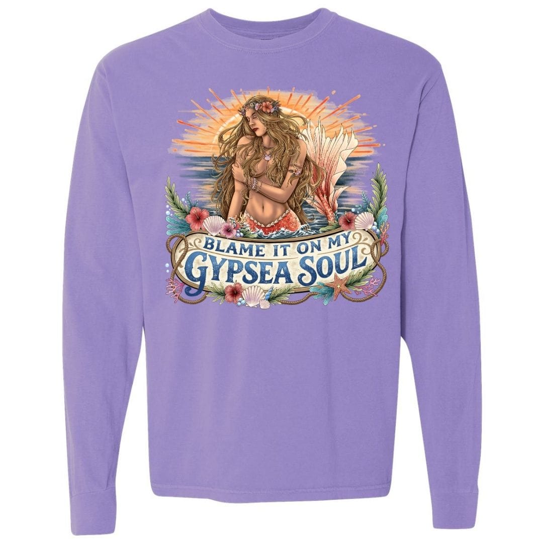 Mountains & Mermaids Blame It On My GypSea Soul Long Sleeve T-Shirt Small / Violet