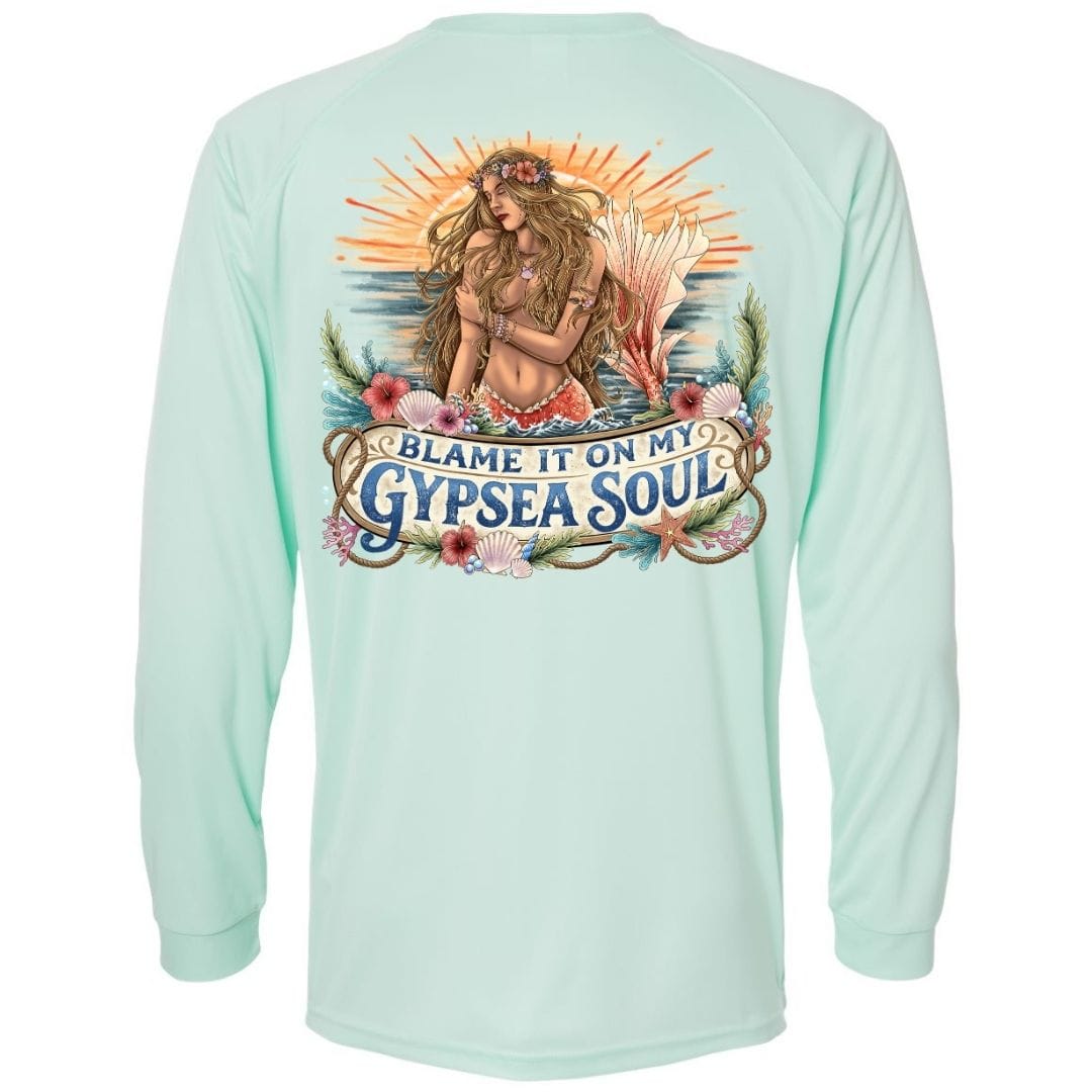 Mountains & Mermaids Blame It On My GypSea Soul Performance Sun Shirt Small / Mint