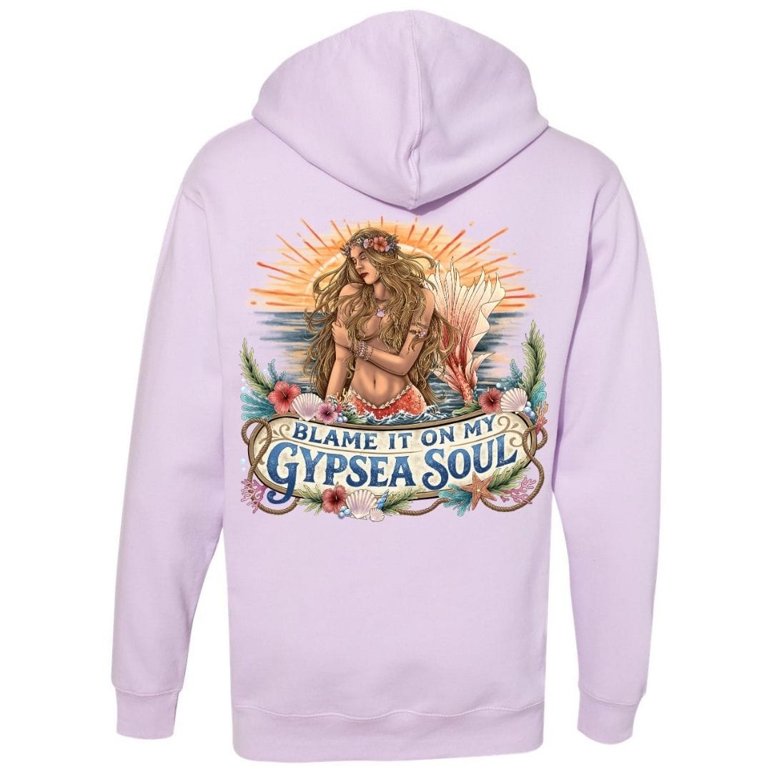 Mountains & Mermaids Blame It On My GypSea Soul Pullover Hoodie Small / Lilac