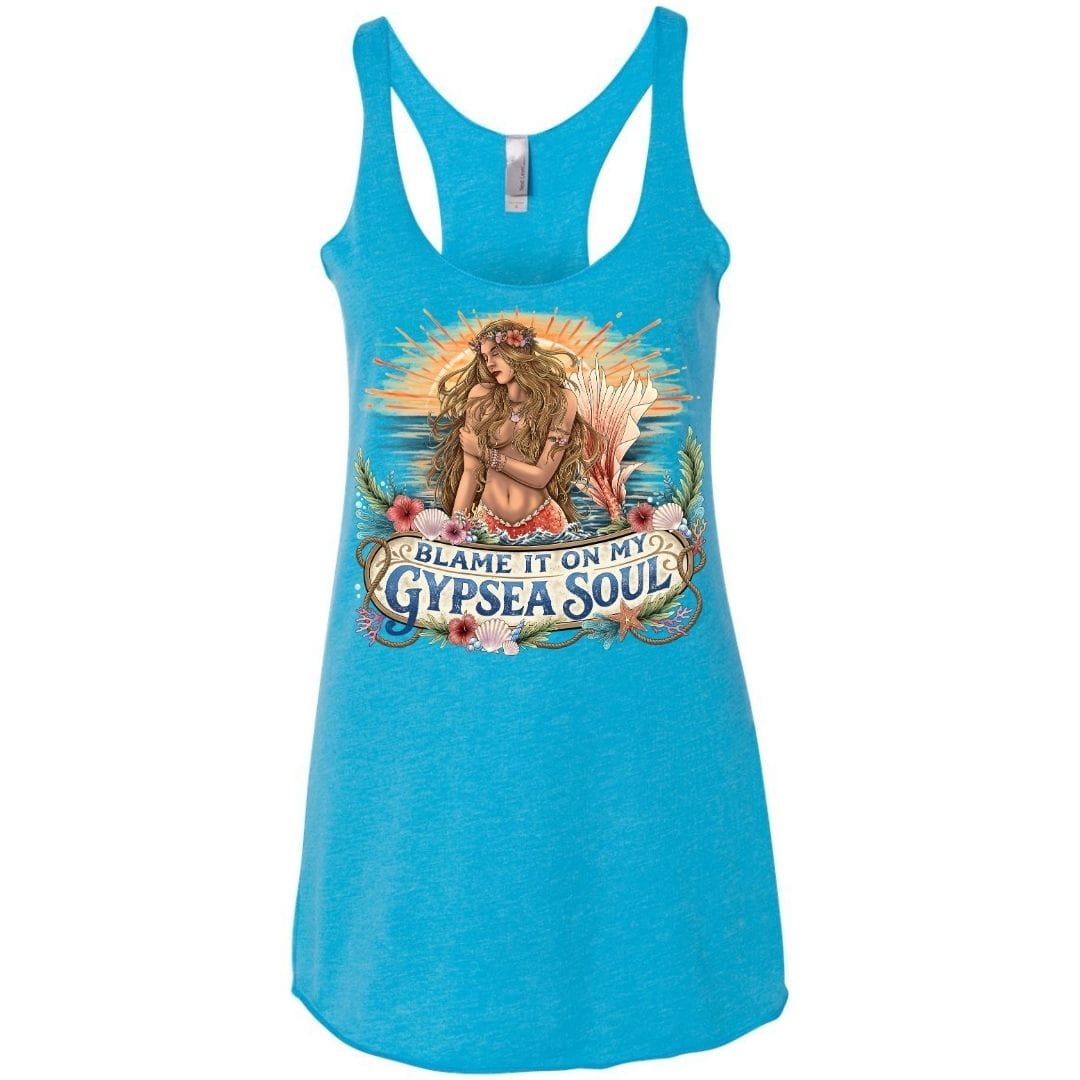 Mountains & Mermaids Blame It On My Gypsea Soul Racerback Tank Small / Vintage Turquoise