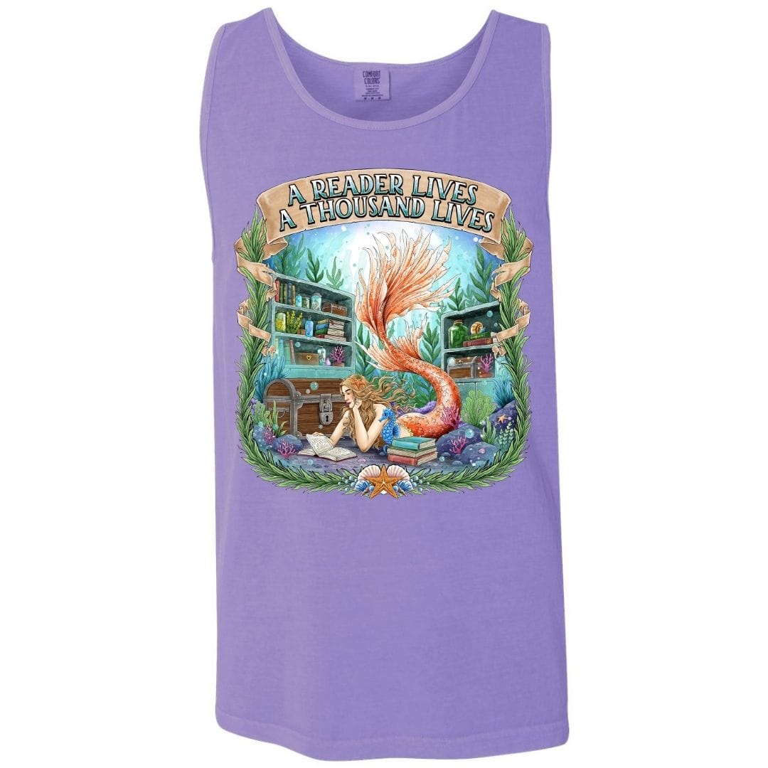Mountains & Mermaids Bookish Mermaid Boyfriend Tank Small / Violet