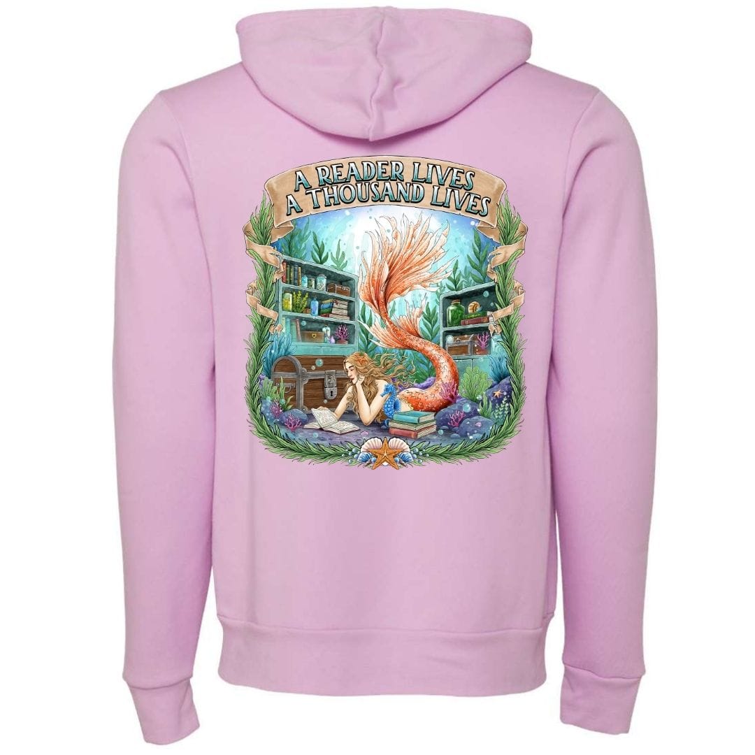 Mountains & Mermaids Bookish Mermaid Full Zip Fleece Hoodie Small / Lilac