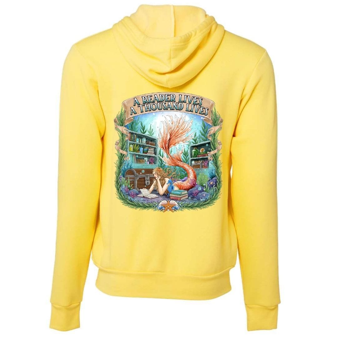 Mountains & Mermaids Bookish Mermaid Full Zip Fleece Hoodie Small / Sunshine