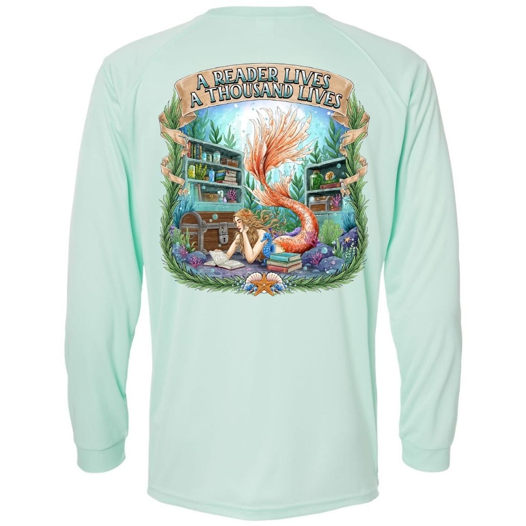 Mountains & Mermaids Bookish Mermaid Performance Sun Shirt Small / Mint