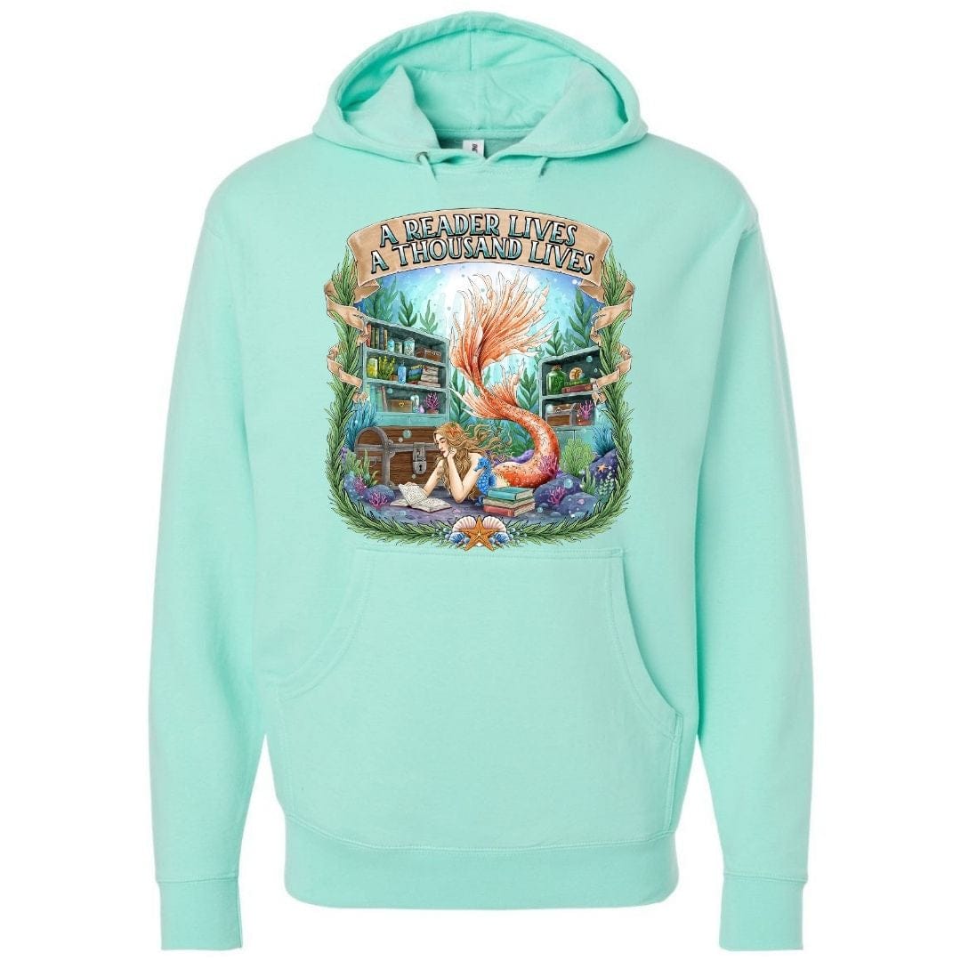 Mountains & Mermaids Bookish Mermaid Pullover Hoodie Small / Carolina Blue