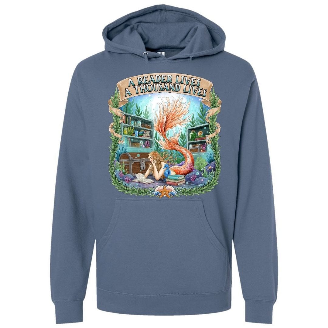 Mountains & Mermaids Bookish Mermaid Pullover Hoodie Small / Storm