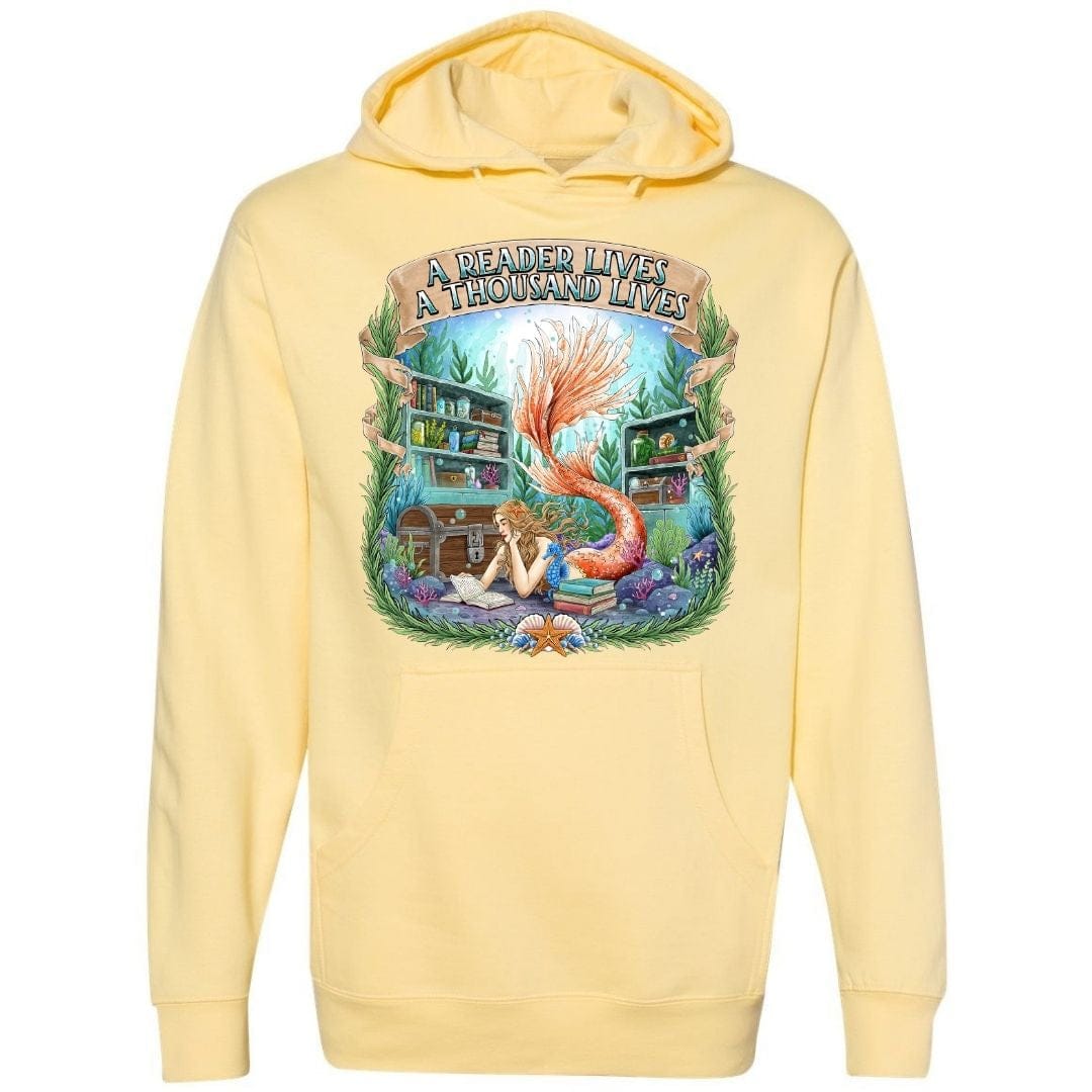 Mountains & Mermaids Bookish Mermaid Pullover Hoodie Small / Sunshine