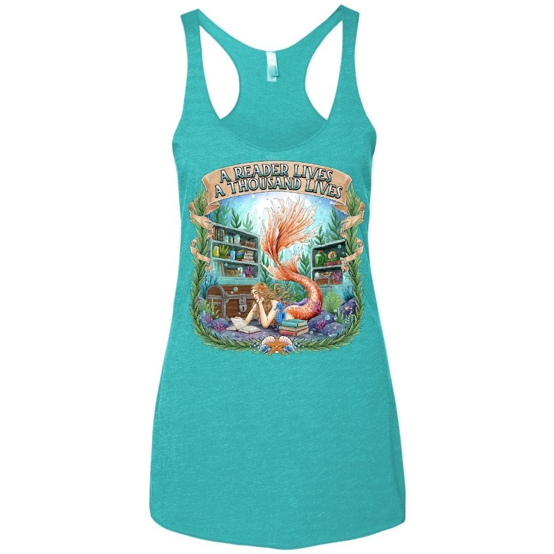 Mountains & Mermaids Bookish Mermaid Racerback Tank Small / Tahiti
