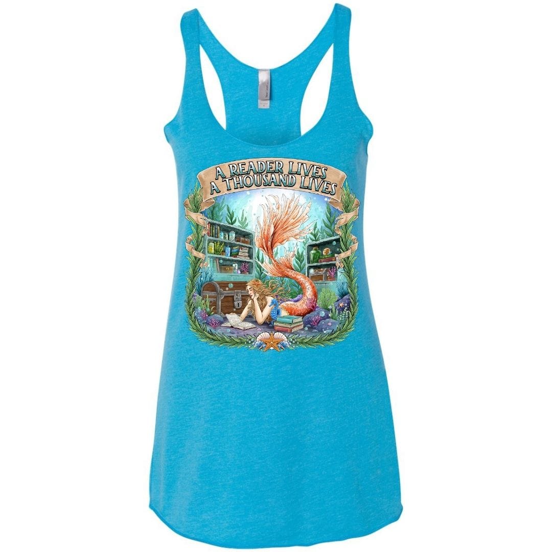 Mountains & Mermaids Bookish Mermaid Racerback Tank Small / Turquoise