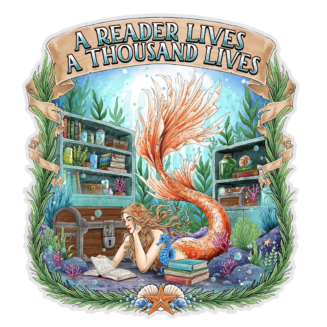 Mountains &amp; Mermaids Bookish Mermaid Sticker