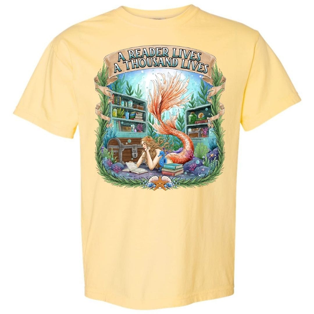 Mountains & Mermaids Bookish Mermaid T-Shirt Small / Sunshine