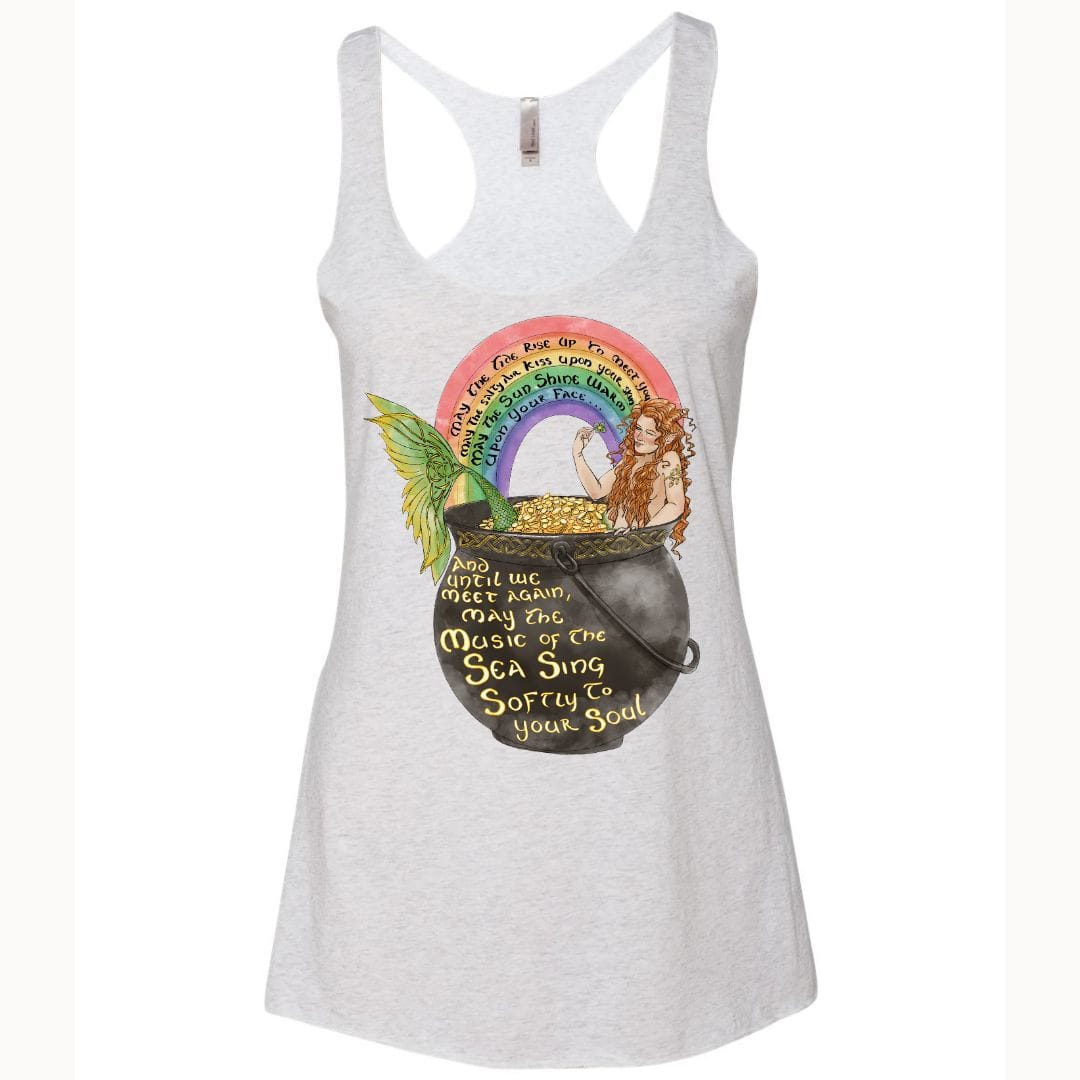 Mountains & Mermaids Celtic Mermaid Racerback Tank Small / Heather White