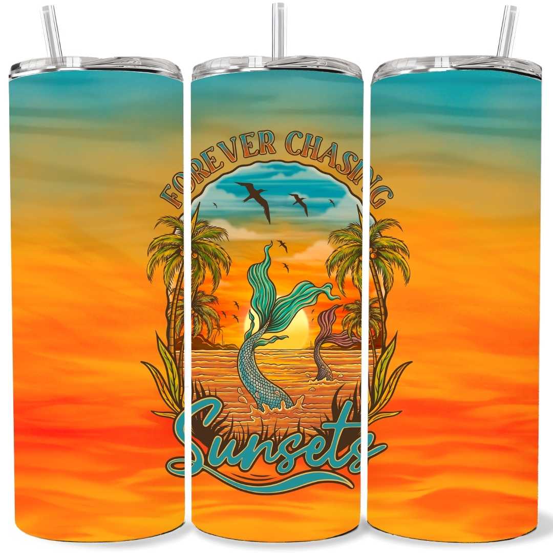 Mountains & Mermaids Chasing Sunsets Insulated Tumbler