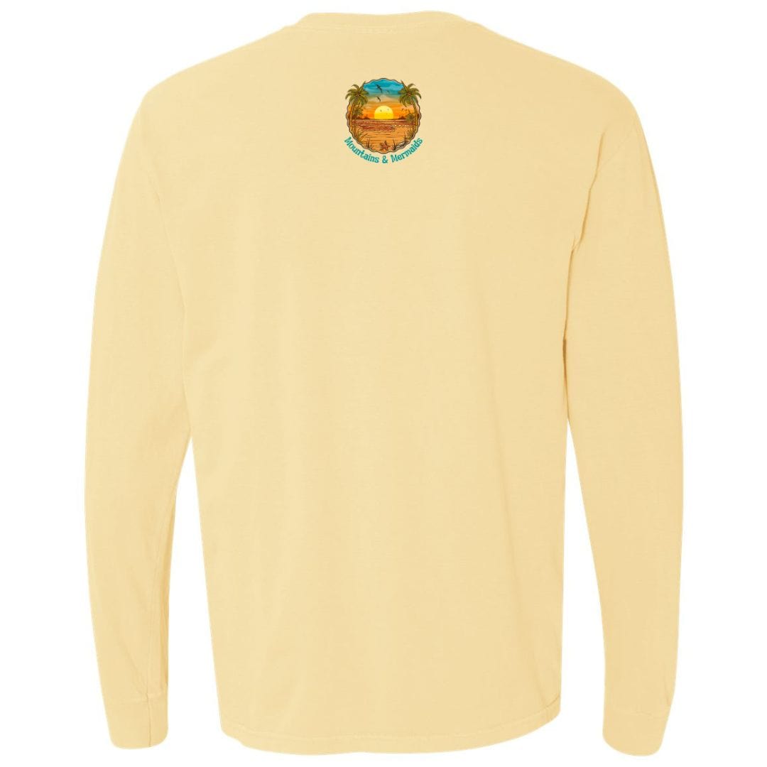 Mountains & Mermaids Chasing Sunsets Long Sleeve T-Shirt (Butter) Small