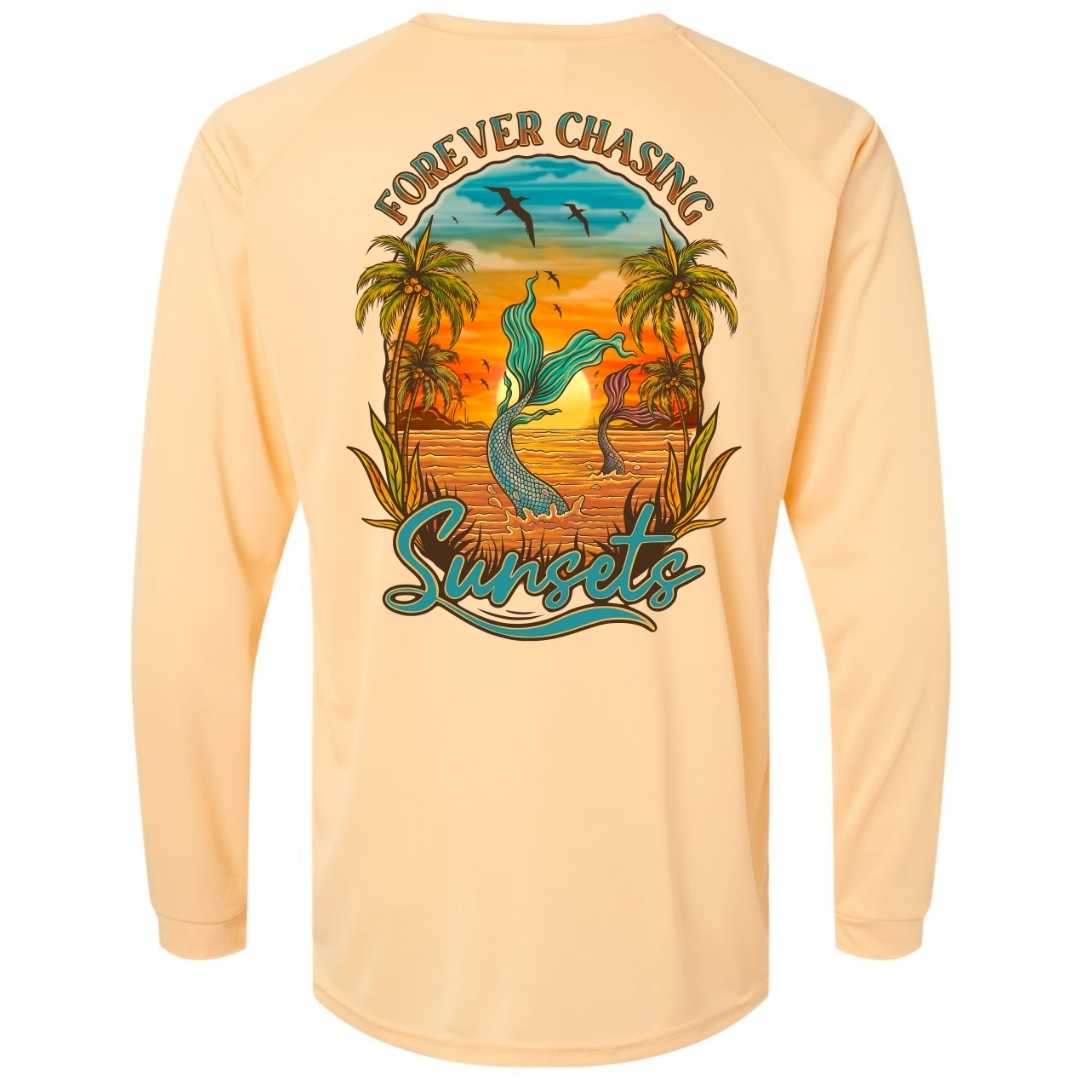 Mountains &amp; Mermaids Chasing Sunsets Performance Sun Shirt (Peachy) Small
