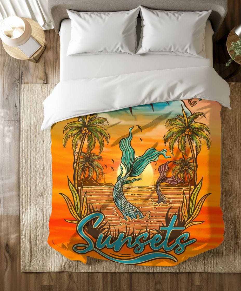 Mountains & Mermaids Chasing Sunsets Plush Blanket