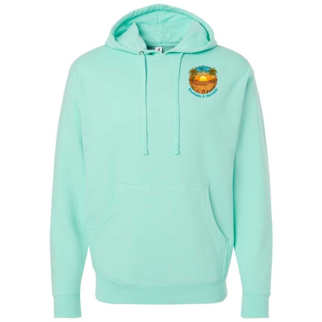 Mountains & Mermaids Chasing Sunsets Pullover Hoodie (Mint) Small