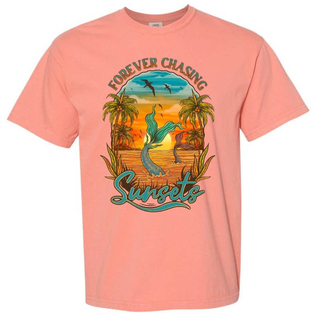 Mountains & Mermaids Chasing Sunsets Short Sleeve T-Shirt (Sunset) Small