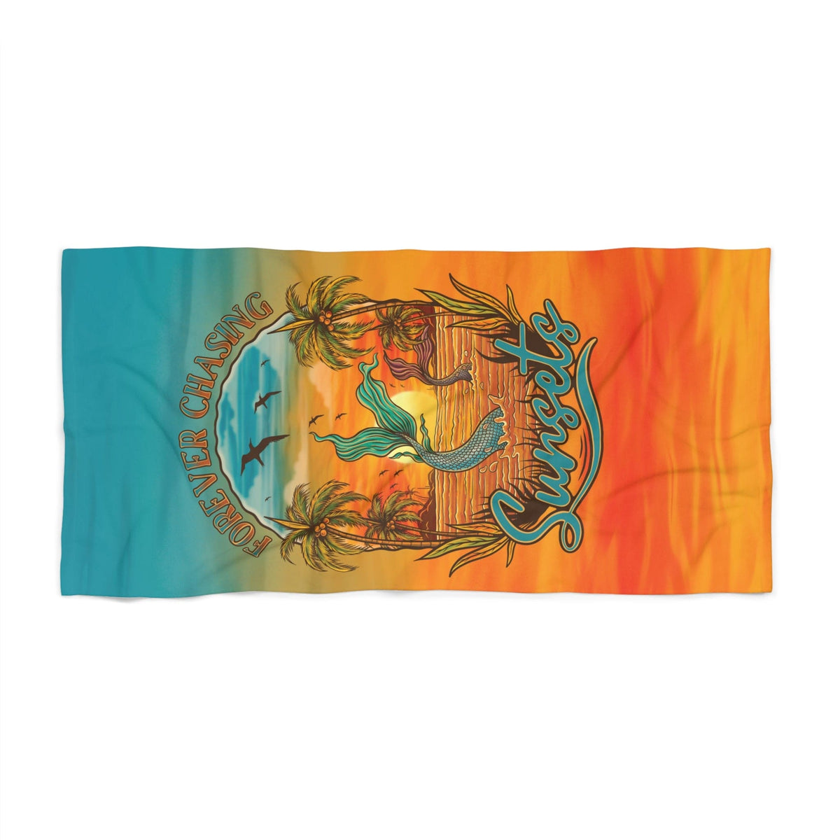 Mountains & Mermaids Chasing Sunsets Towel 36" × 72" 13237521502410058926