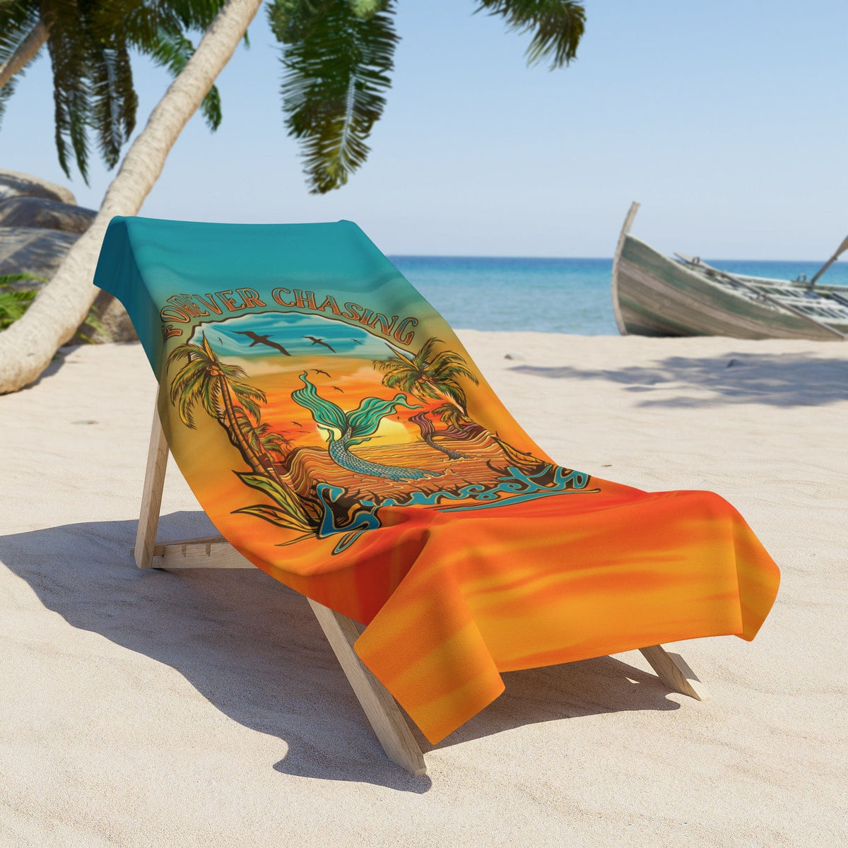 Mountains &amp; Mermaids Chasing Sunsets Towel 36&quot; × 72&quot; 13237521502410058926