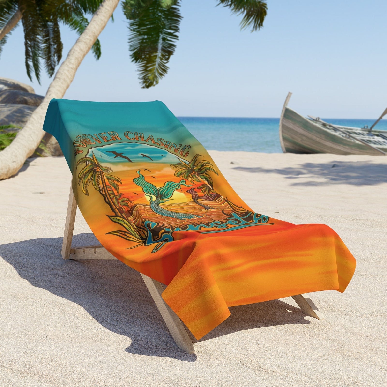 Mountains & Mermaids Chasing Sunsets Towel 36" × 72" 13237521502410058926