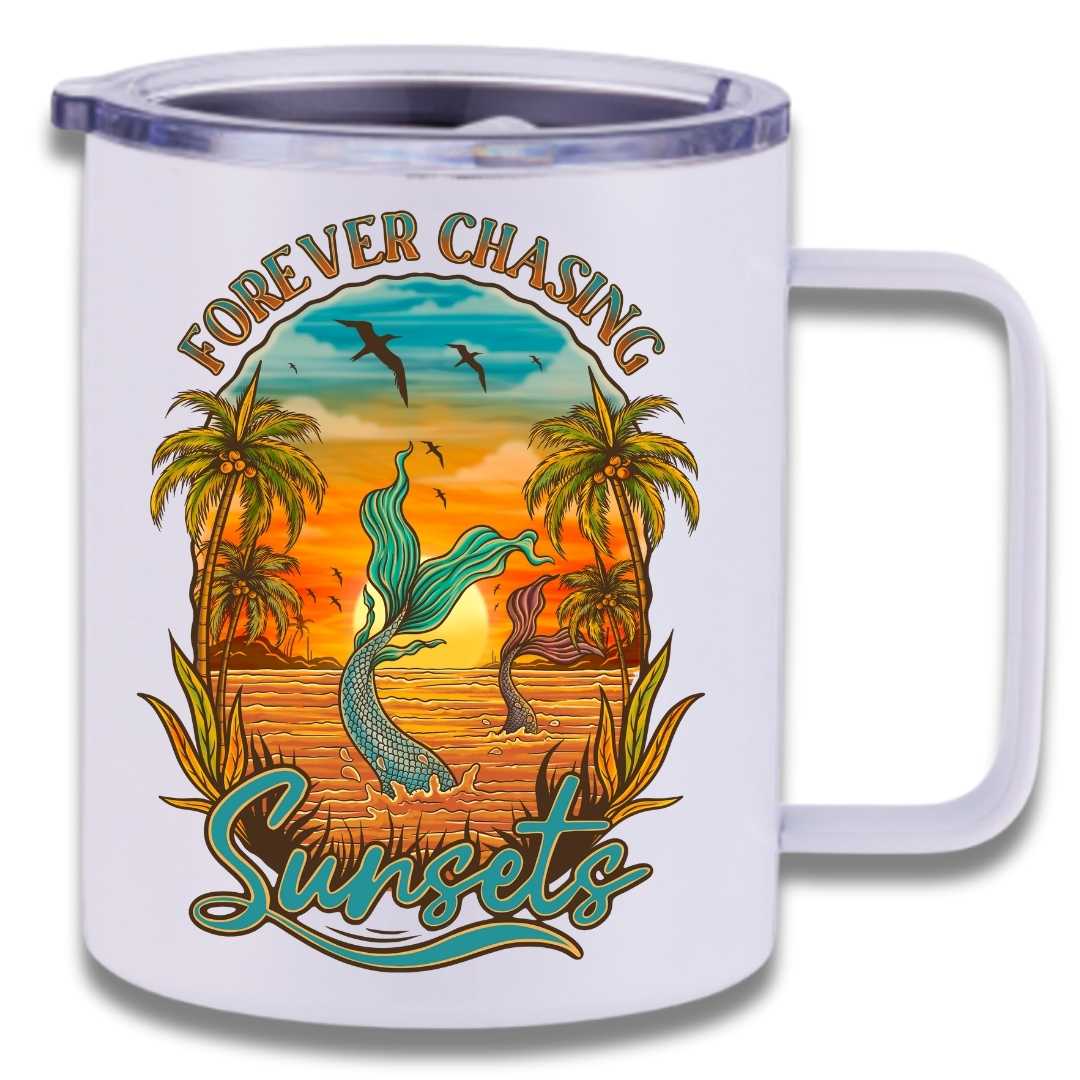 Mountains & Mermaids Chasings Sunsets Insulated Travel Mug