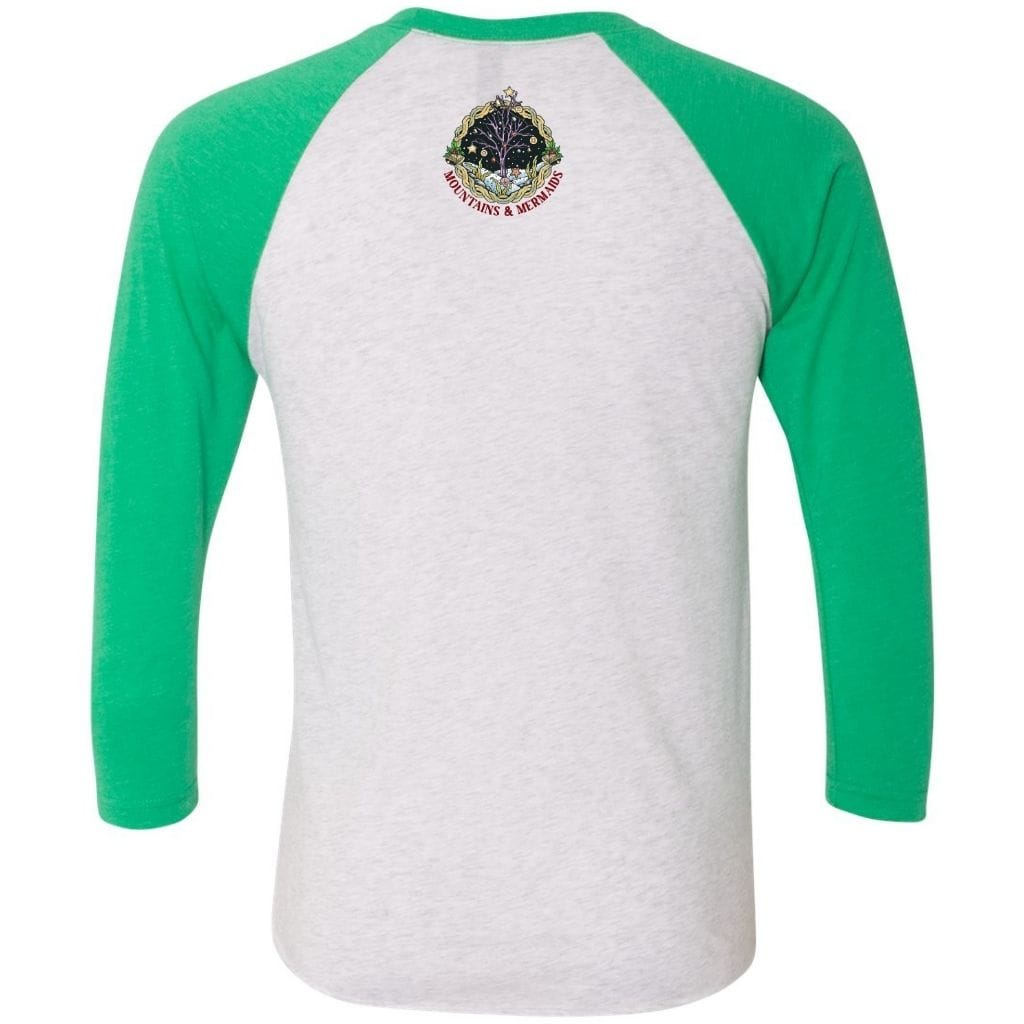 Mountains & Mermaids Christmas Mermaid Baseball T-Shirt Small / Green MM2706