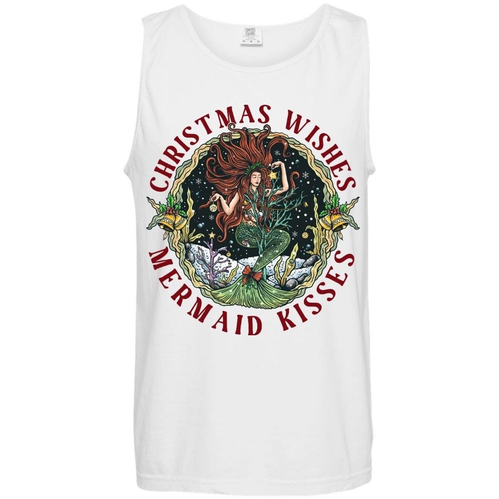 Mountains & Mermaids Christmas Mermaid Boyfriend Tank Small / White