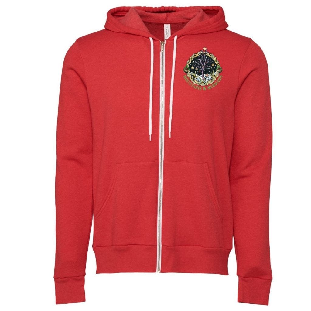 Mountains & Mermaids Christmas Mermaid Fleece Zip-Up Hoodie