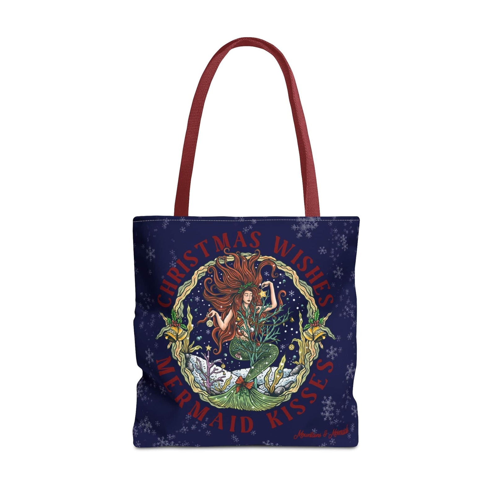 Mountains & Mermaids Christmas Mermaid Market Tote Bag 18" × 18'' / Red 13564731092603459511