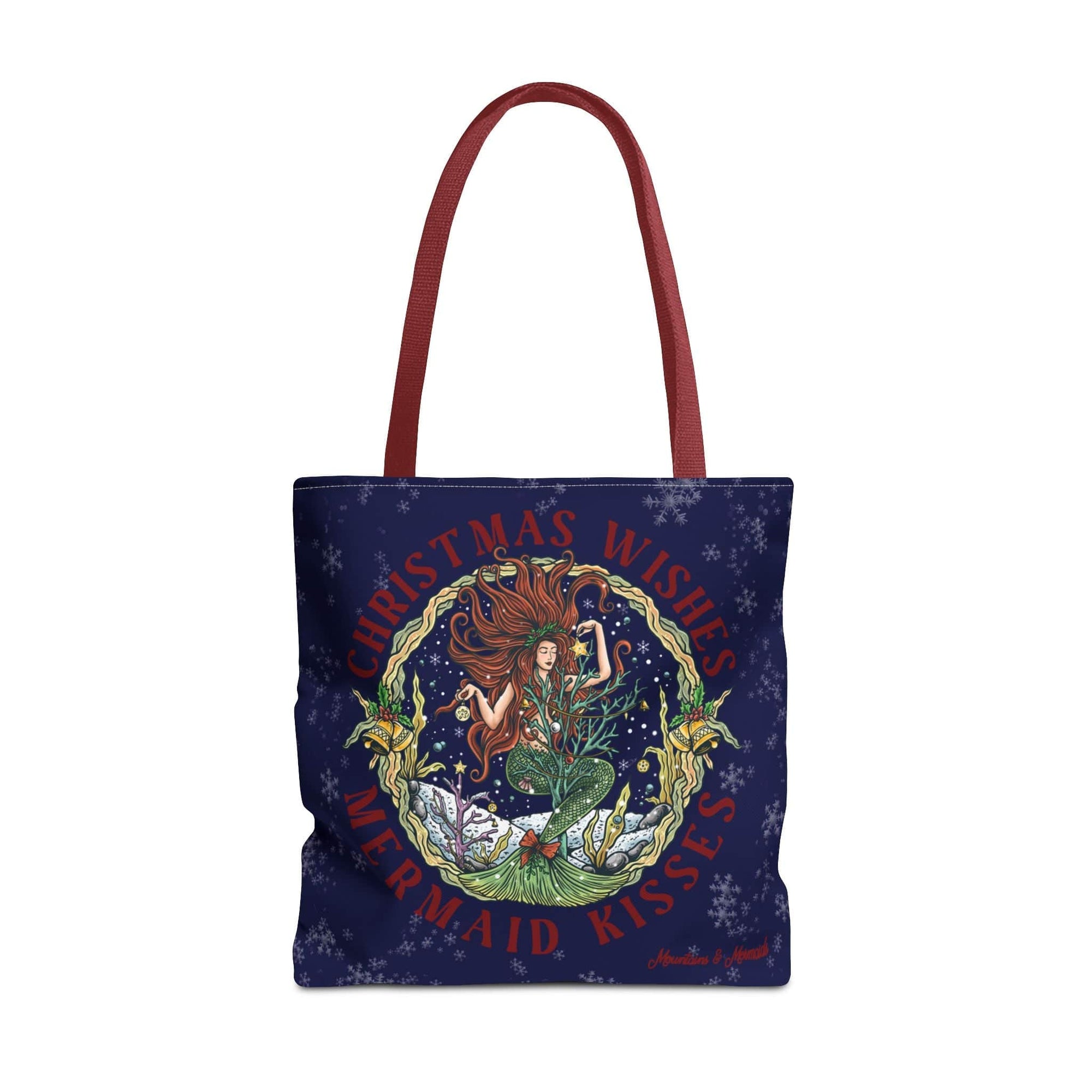 Mountains & Mermaids Christmas Mermaid Market Tote Bag 18" × 18'' / Red 13564731092603459511