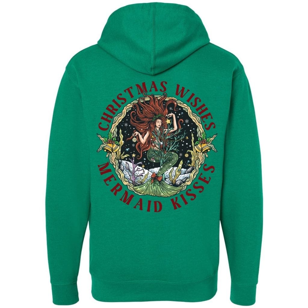 Mountains & Mermaids Christmas Mermaid Pullover Hoodie Small / Heather Green