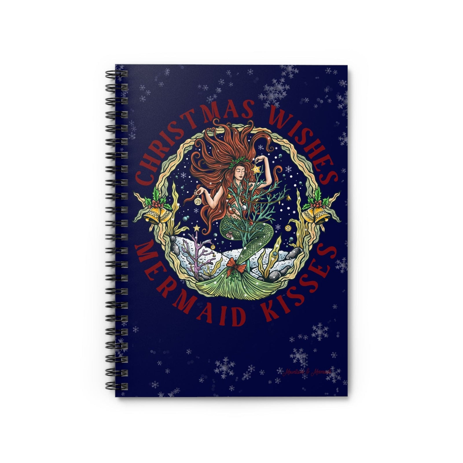 Mountains & Mermaids Christmas Mermaid Spiral Notebook - Ruled Line One Size 27954346963724265951